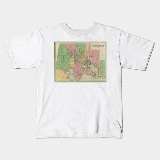 Vintage Map of Baltimore Maryland (1838) Kids T-Shirt by Bravuramedia